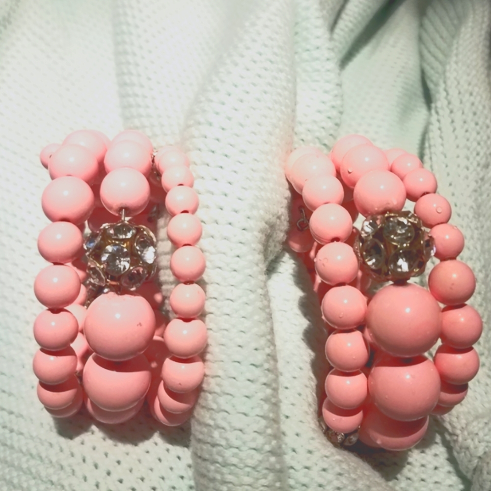 Pink Bead & Rhinestone Wrap Cuffs - Picture 2 of 4